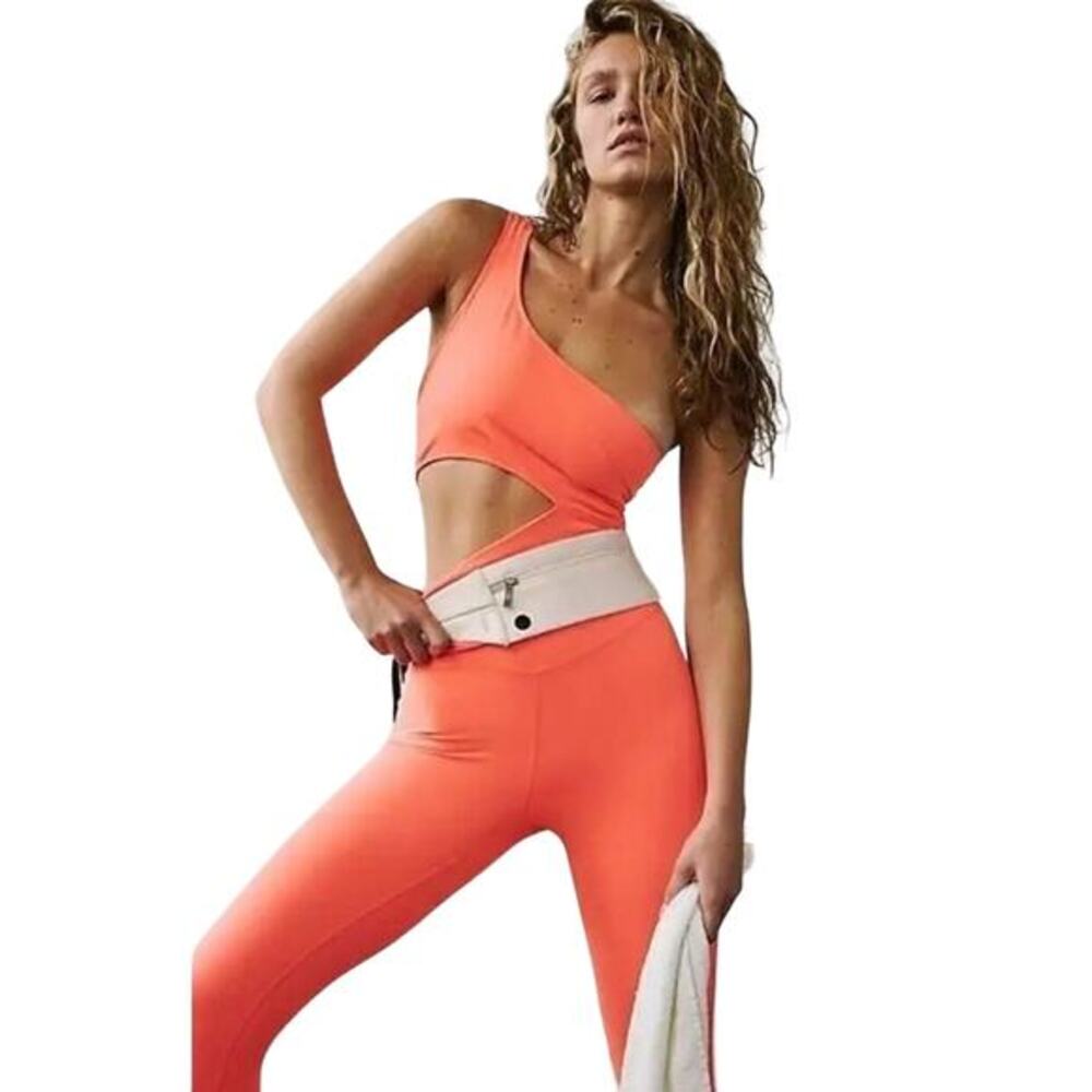 NWOT FreePeople Tangerine One Shoulder CutOut Transcend Limits Onesie  - xs
